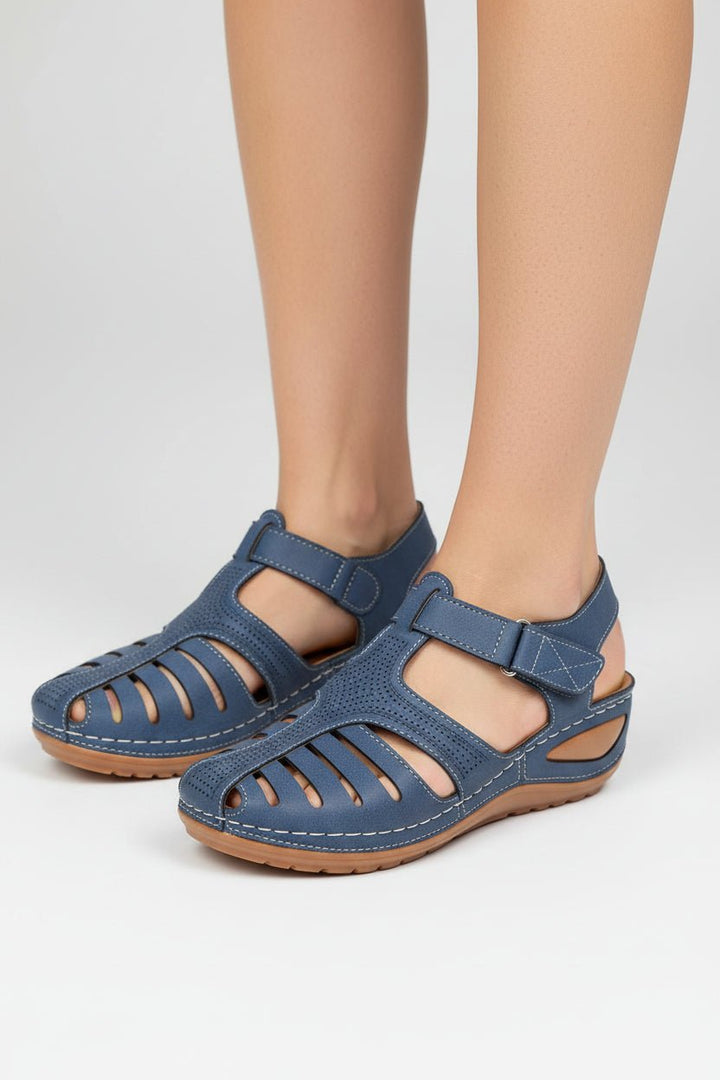 Damen Orthopädische Sandalen mit Klettverschluss und Keilabsatz für optimalen Halt 4