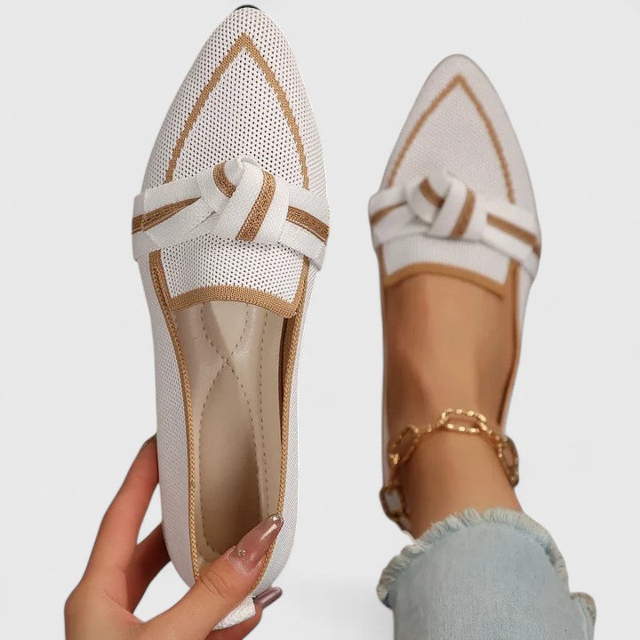 Damen Orthopädische Spitz Zulaufende Loafer mit Arch Support und Knoten-Detail 0