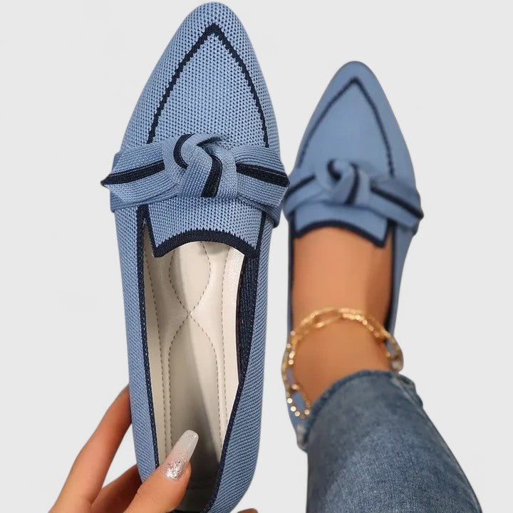 Damen Orthopädische Spitz Zulaufende Loafer mit Arch Support und Knoten-Detail 1