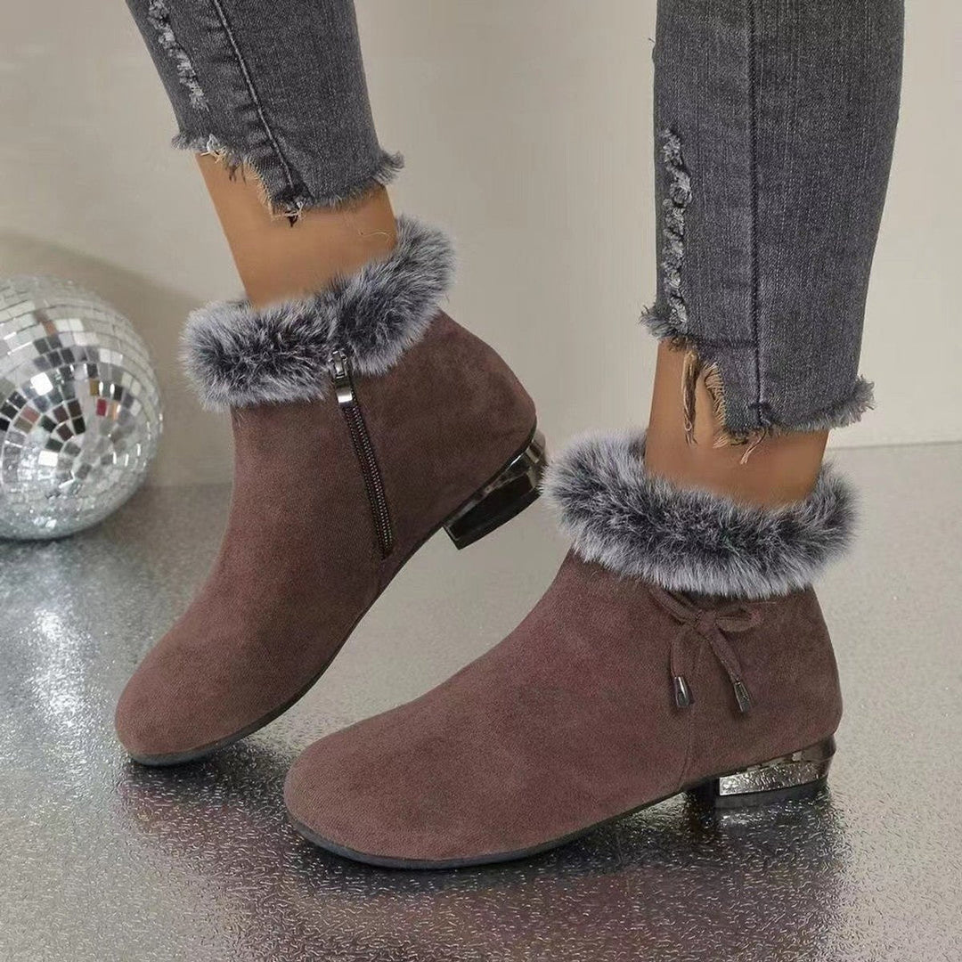 Damen Orthopädische Wildleder Ankle Boots mit Kunstfell und Rutschfester Sohle 2