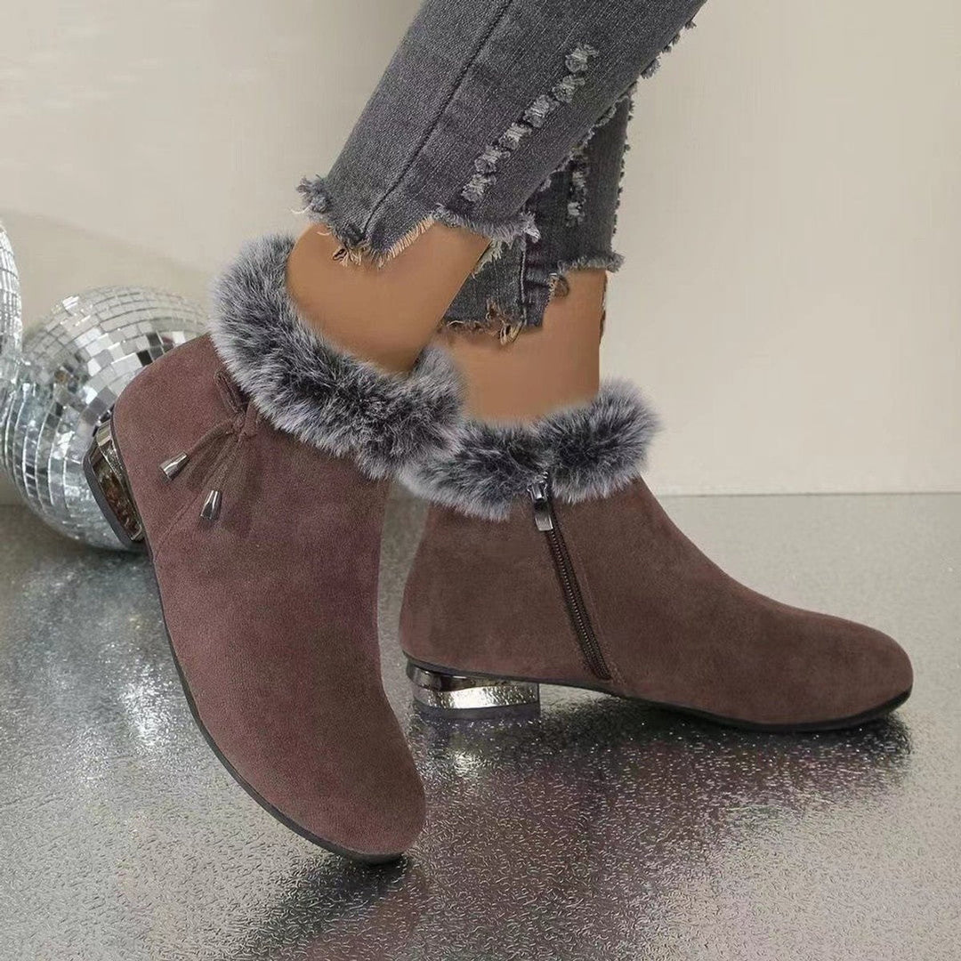 Damen Orthopädische Wildleder Ankle Boots mit Kunstfell und Rutschfester Sohle 3