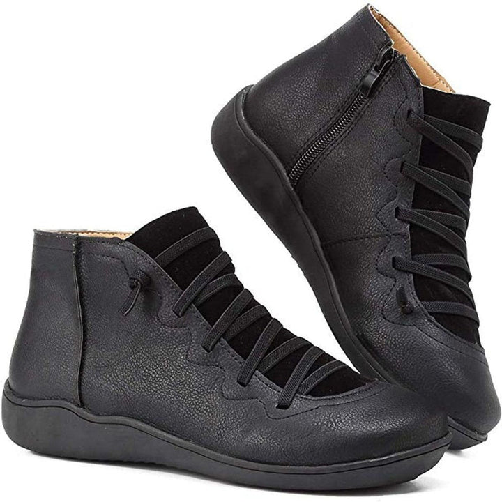Damen Orthopedic Ankle Boots mit Arch Support Flache Schnür-Stiefeletten mit Reißverschluss 2