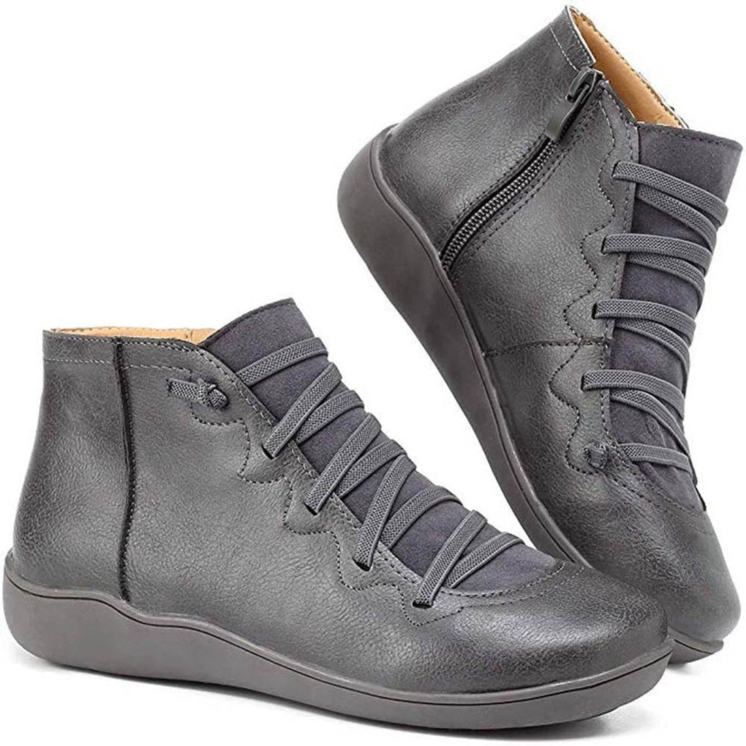Damen Orthopedic Ankle Boots mit Arch Support Flache Schnür-Stiefeletten mit Reißverschluss 3