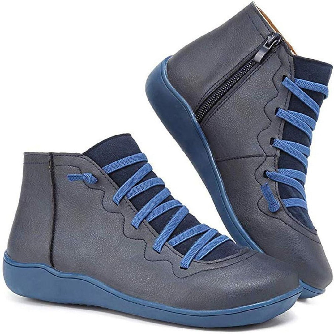Damen Orthopedic Ankle Boots mit Arch Support Flache Schnür-Stiefeletten mit Reißverschluss 4