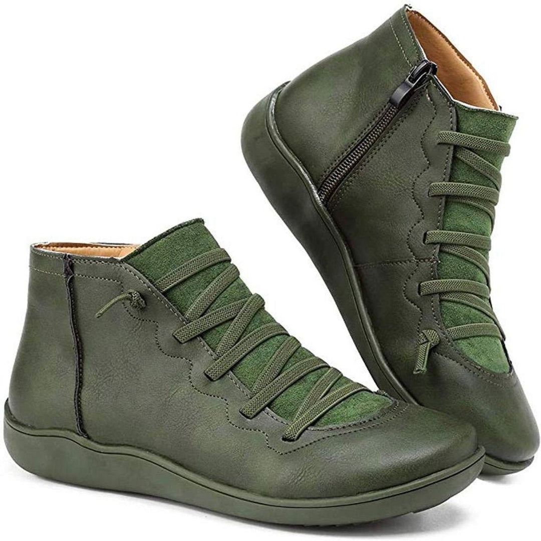 Damen Orthopedic Ankle Boots mit Arch Support Flache Schnür-Stiefeletten mit Reißverschluss 5