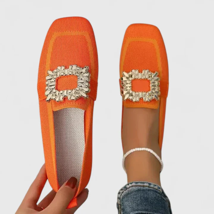 Damen Orthopedic Slip-On Loafer mit Kristallschnalle und Arch Support für Sommer 4