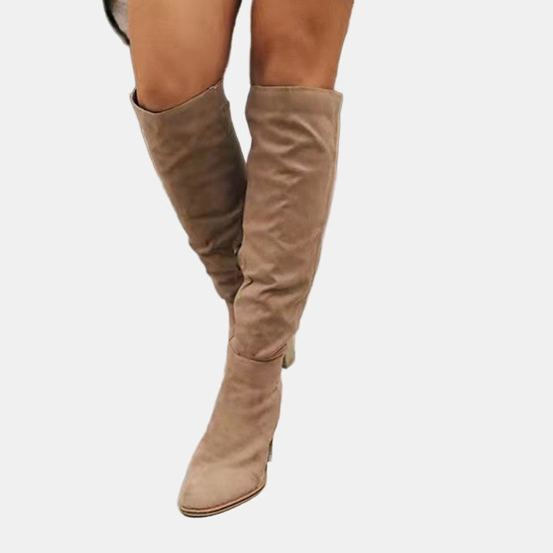 Damen Overknee-Stiefeletten mit stabilem Blockabsatz und seitlichem Reißverschluss 5
