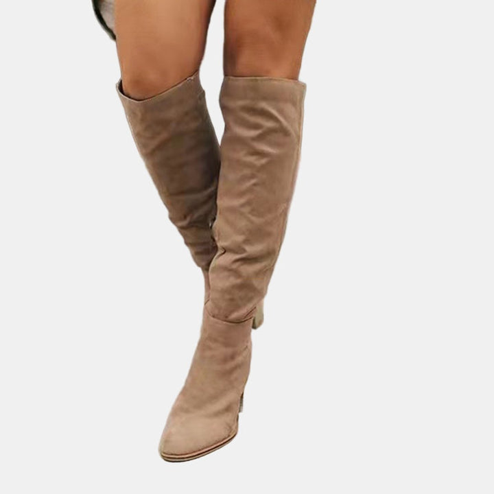Damen Overknee-Stiefeletten mit stabilem Blockabsatz und seitlichem Reißverschluss 5