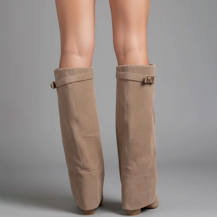 Damen Overknee Stiefel mit Schnalle und spitzem Blockabsatz für elegante Looks 5