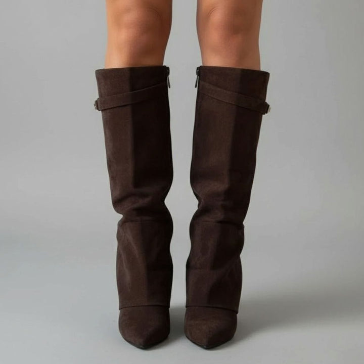 Damen Overknee Stiefel mit Schnalle und spitzem Blockabsatz für elegante Looks 6