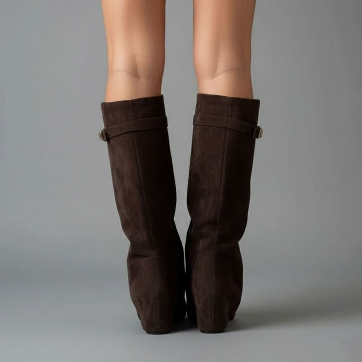 Damen Overknee Stiefel mit Schnalle und spitzem Blockabsatz für elegante Looks 8