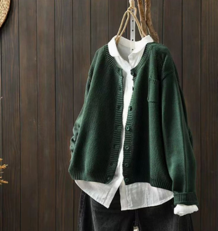 Damen Oversize Strick-Cardigan mit Knopfleiste und praktischen Taschen für Alltag und Büro 2