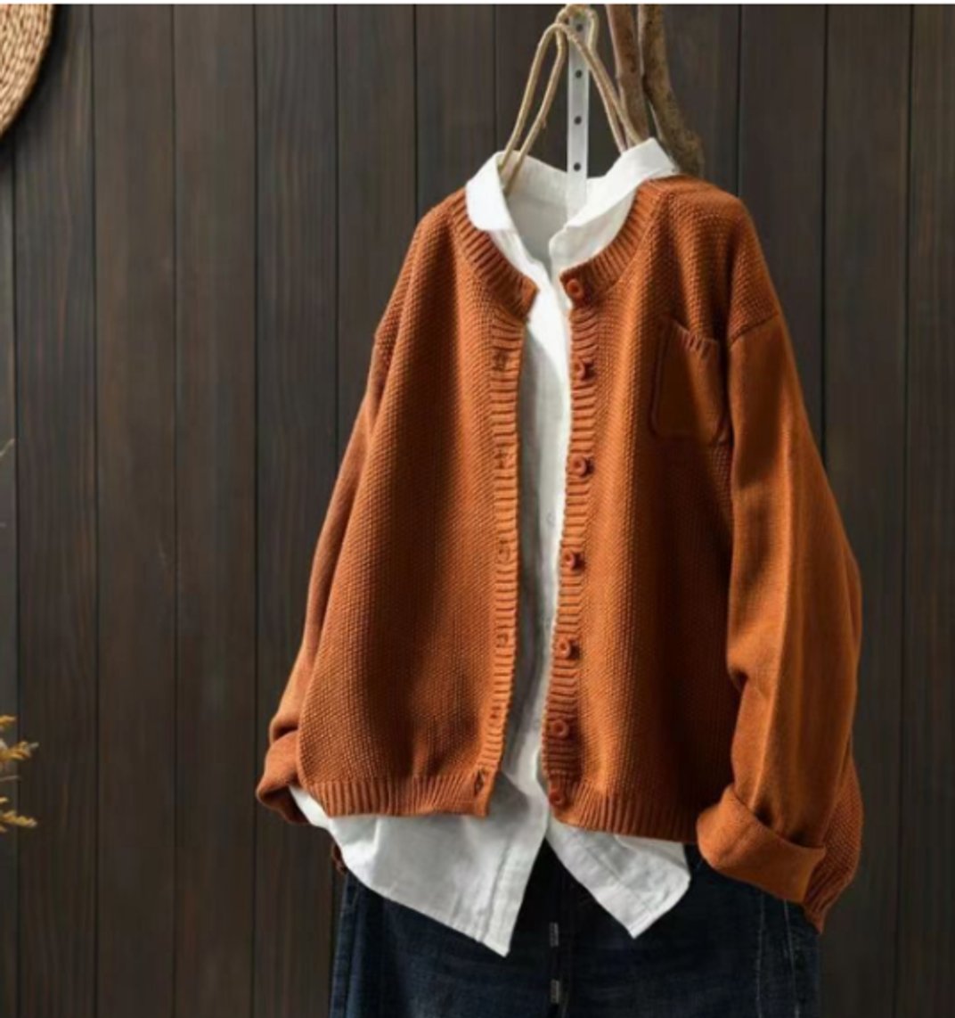 Damen Oversize Strick-Cardigan mit Knopfleiste und praktischen Taschen für Alltag und Büro 3