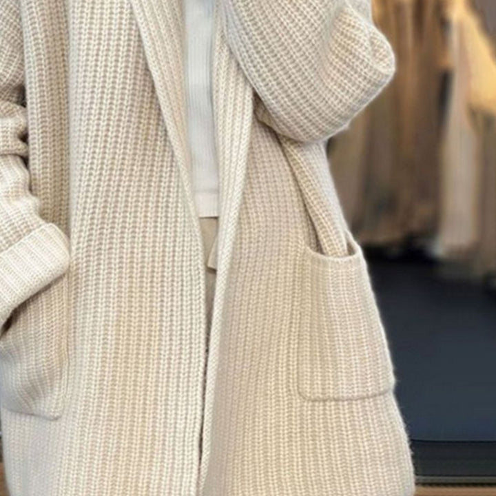 Damen Oversize Strick-Cardigan mit V-Ausschnitt und Taschen für Herbst und Winter 2