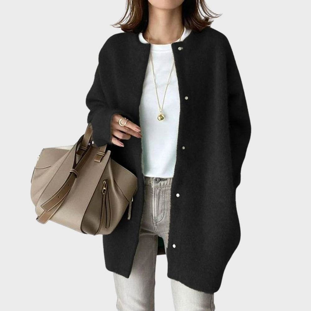 Damen Oversized Cardigan mit Druckknöpfen – Weicher Longcardigan für Alltag und Büro 1