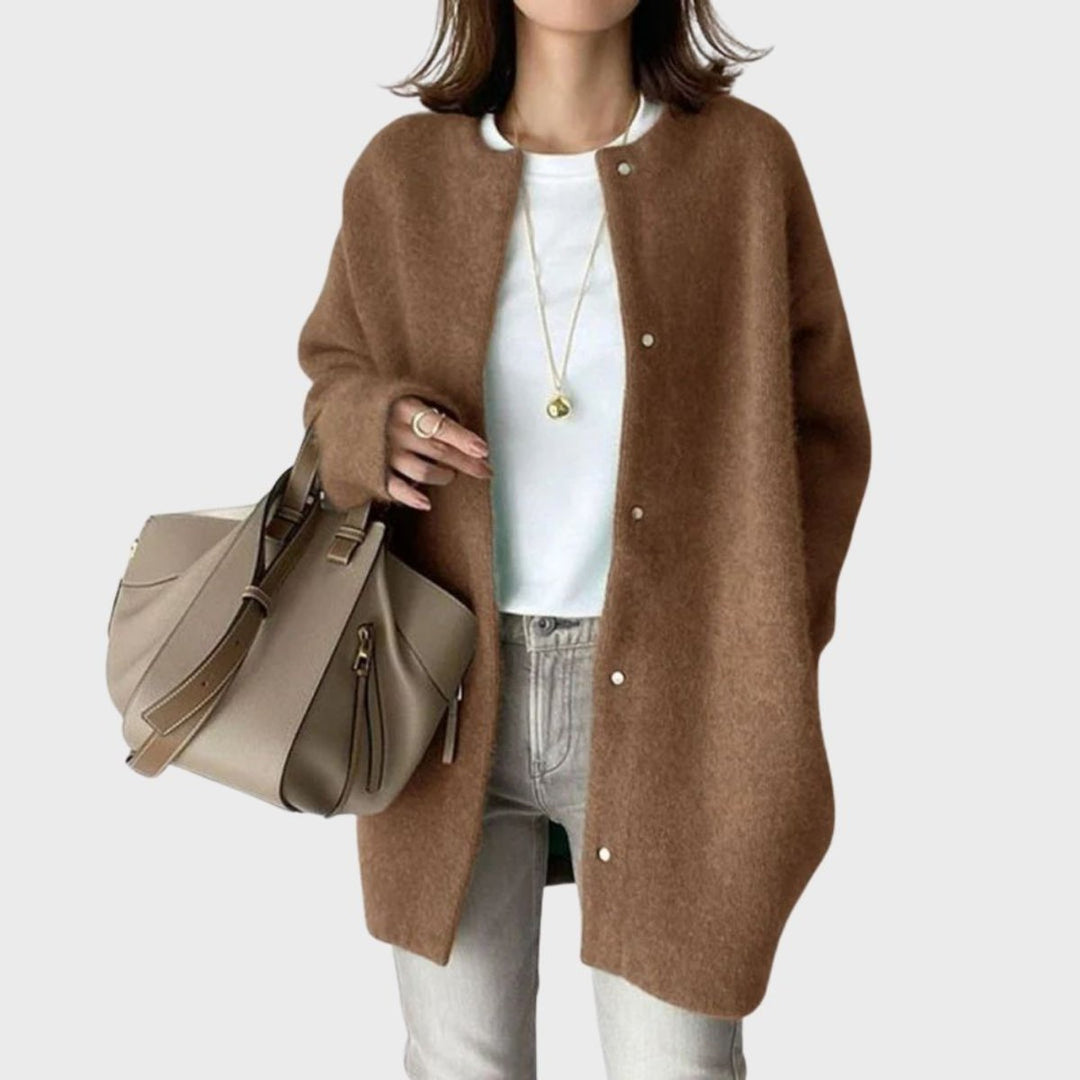 Damen Oversized Cardigan mit Druckknöpfen – Weicher Longcardigan für Alltag und Büro 3