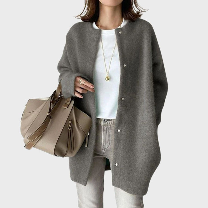 Damen Oversized Cardigan mit Druckknöpfen – Weicher Longcardigan für Alltag und Büro 4