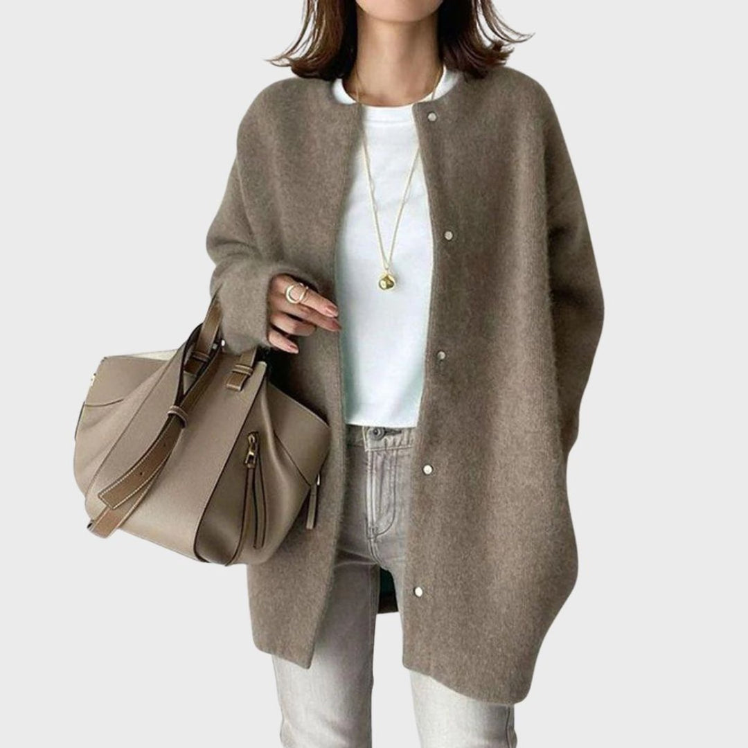 Damen Oversized Cardigan mit Druckknöpfen – Weicher Longcardigan für Alltag und Büro 5