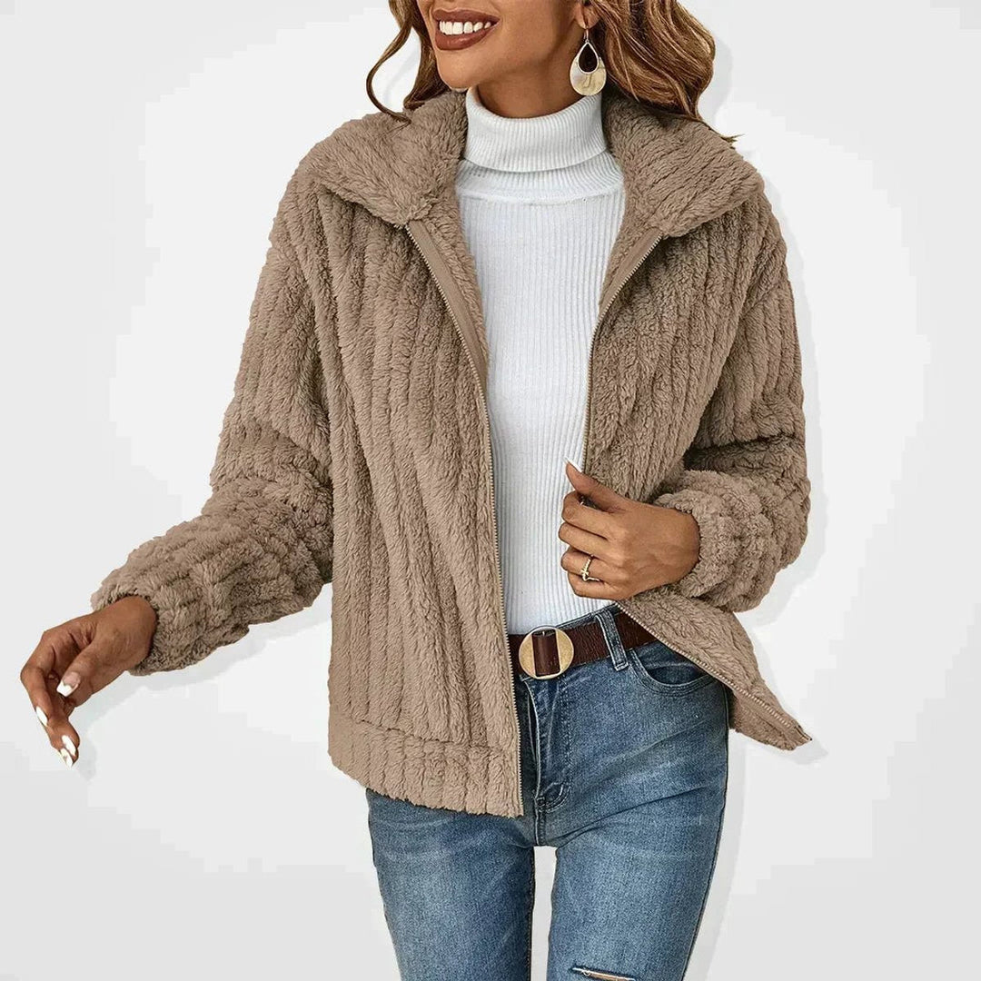 Damen Oversized Cardigan mit Reißverschluss Flauschiger Komfort für Herbst und Winter 0