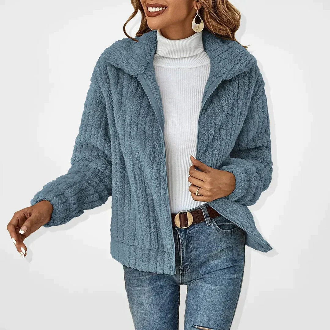 Damen Oversized Cardigan mit Reißverschluss Flauschiger Komfort für Herbst und Winter 1
