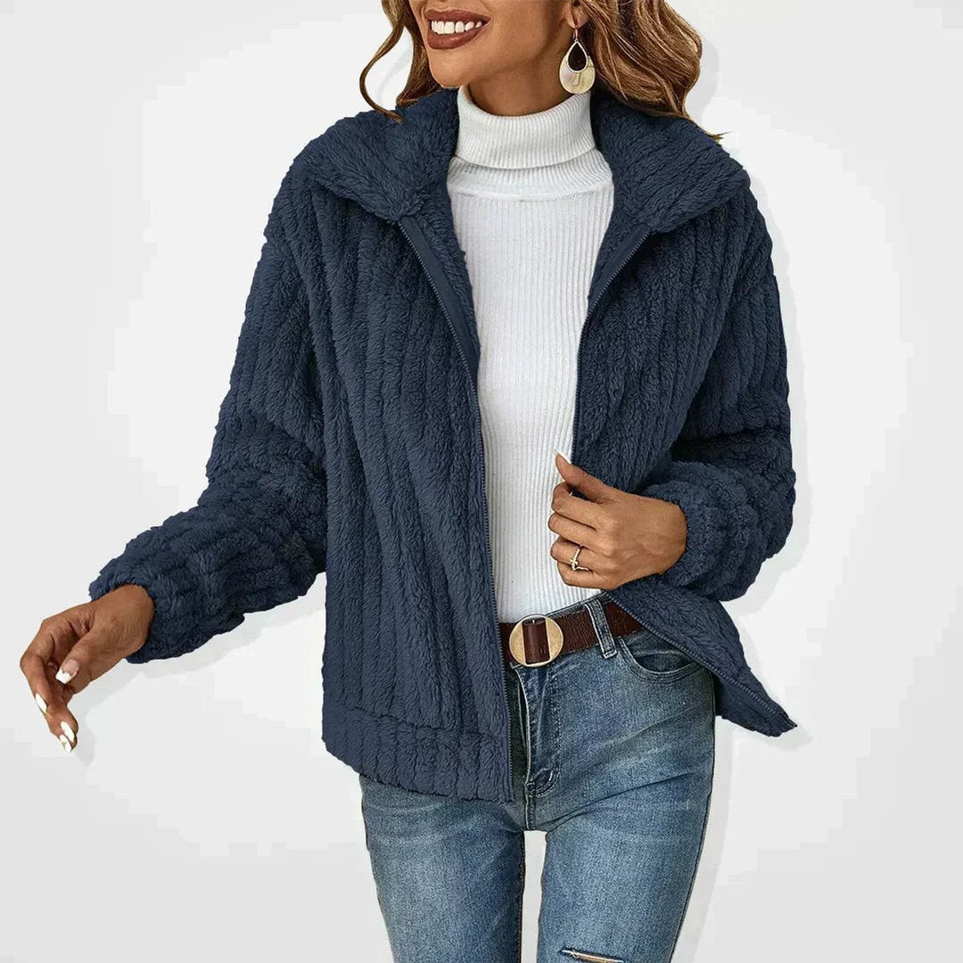 Damen Oversized Cardigan mit Reißverschluss Flauschiger Komfort für Herbst und Winter 3