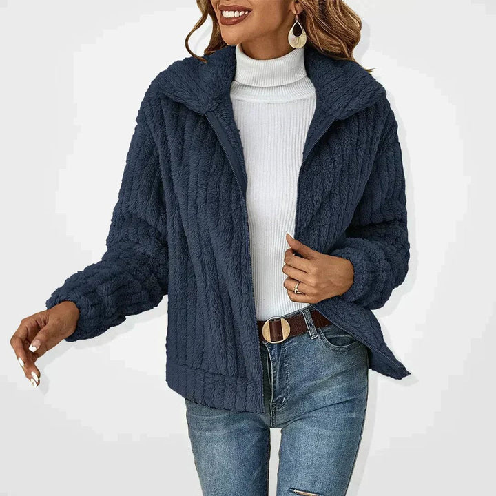 Damen Oversized Cardigan mit Reißverschluss Flauschiger Komfort für Herbst und Winter 3