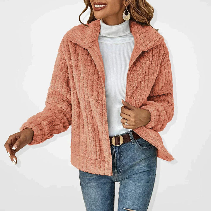 Damen Oversized Cardigan mit Reißverschluss Flauschiger Komfort für Herbst und Winter 4