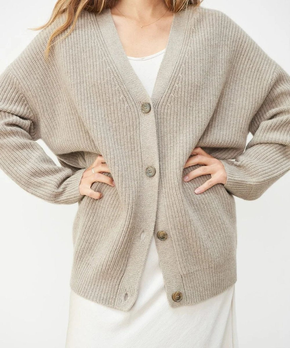 Damen Oversized Cardigan mit V-Ausschnitt für elegante Lagenlooks 1