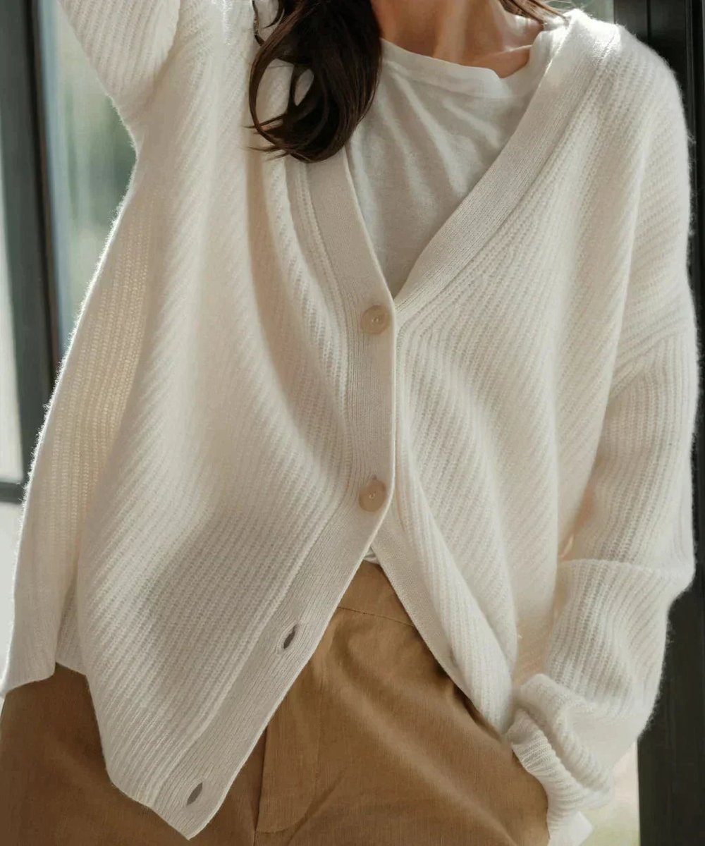 Damen Oversized Cardigan mit V-Ausschnitt für elegante Lagenlooks 2