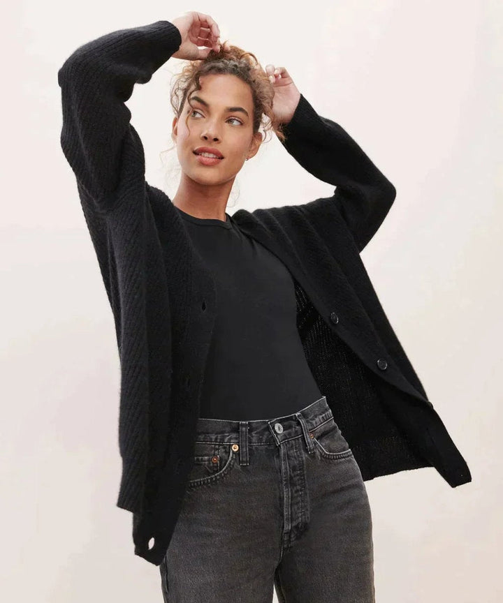 Damen Oversized Cardigan mit V-Ausschnitt für elegante Lagenlooks 4