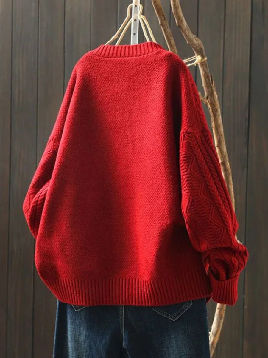 Damen Oversized Cardigan mit Zopfmuster und Knopfleiste für Herbst und Winter 2