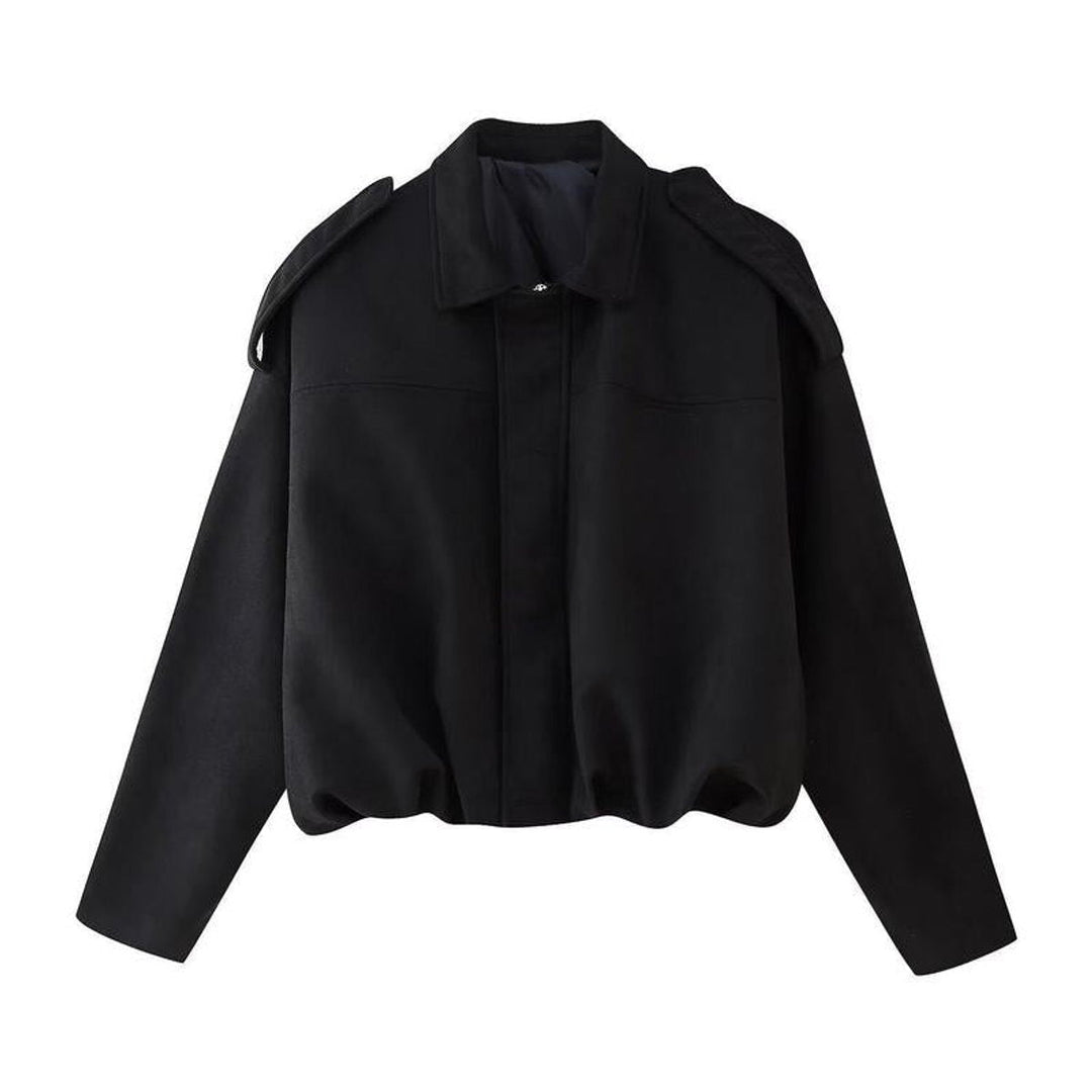 Damen Oversized Kurzgeschnittene Bomberjacke mit Vintage-Look und weichem Kunstwildleder 3