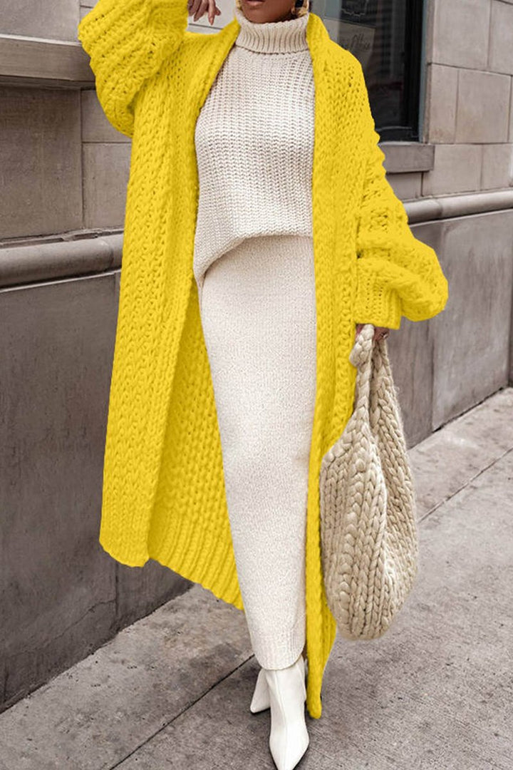 Damen Oversized Longline Grobstrick Cardigan Offener Schnitt Lässiger Herbst Winter 7