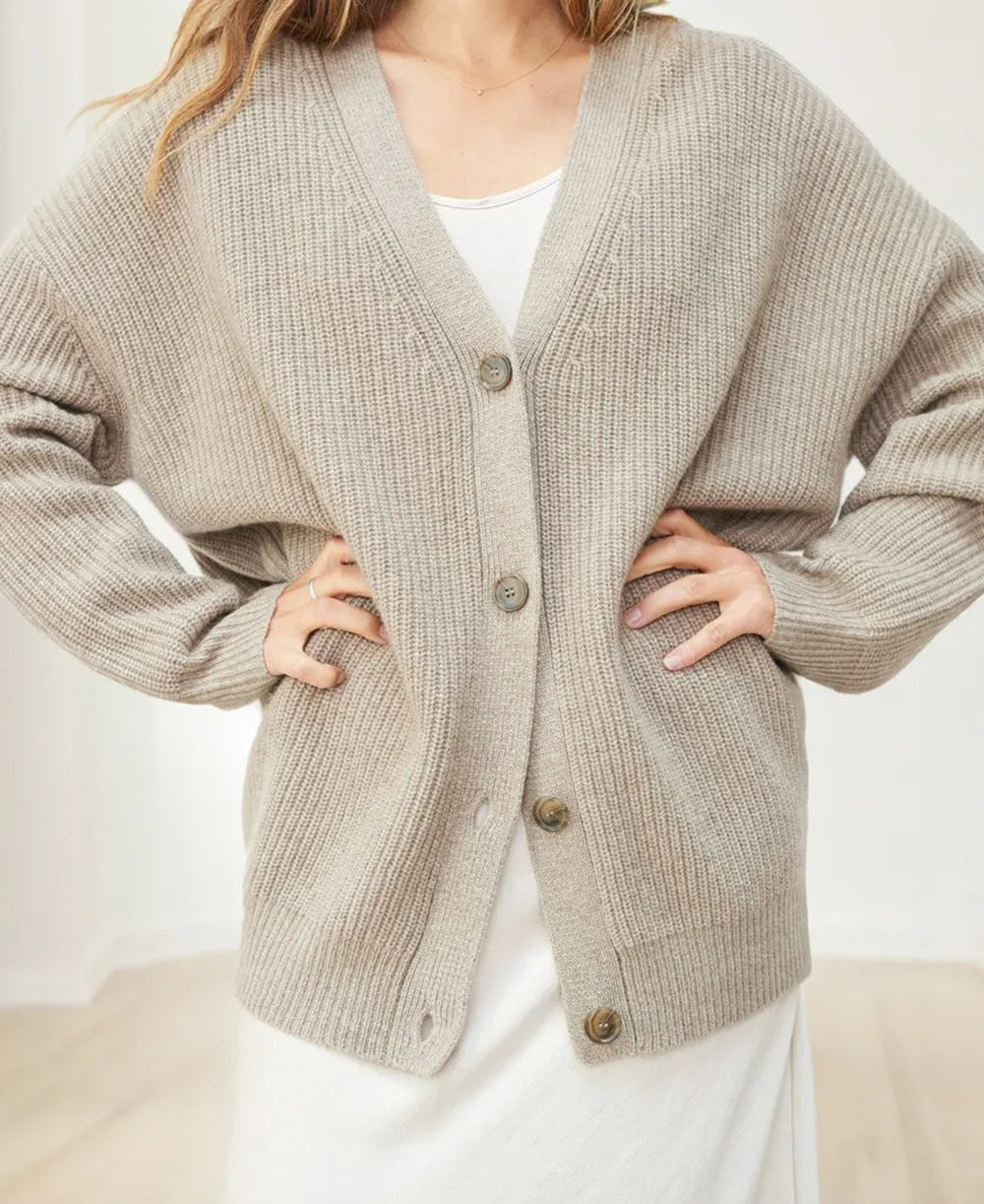 Damen Oversized Strickjacke mit Knöpfen – Komfortabler Casual Cardigan für Alltag und Büro 1