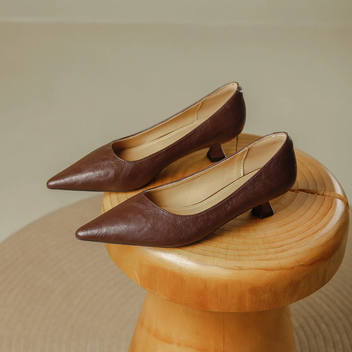 Damen Pumps Spitz Zulaufend mit Niedrigem Absatz Elegante Schuhe für Sommer und Büro 0