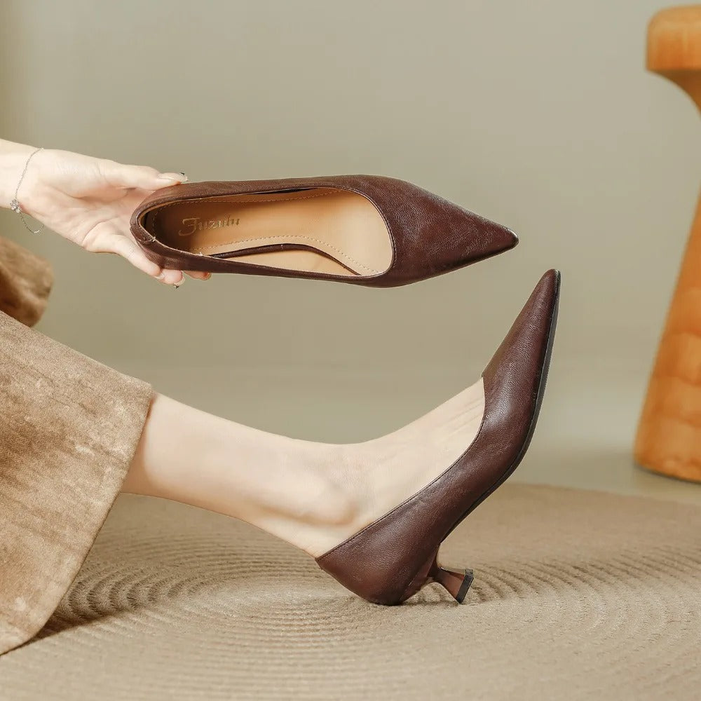 Damen Pumps Spitz Zulaufend mit Niedrigem Absatz Elegante Schuhe für Sommer und Büro 2