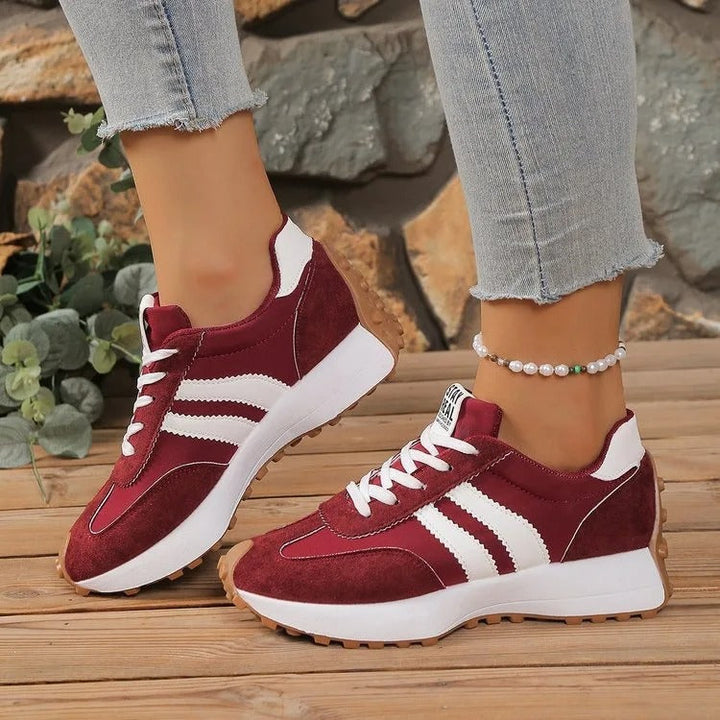 Damen Retro Platform Chunky Sneakers mit Schnürung und markanter Plateausohle 0