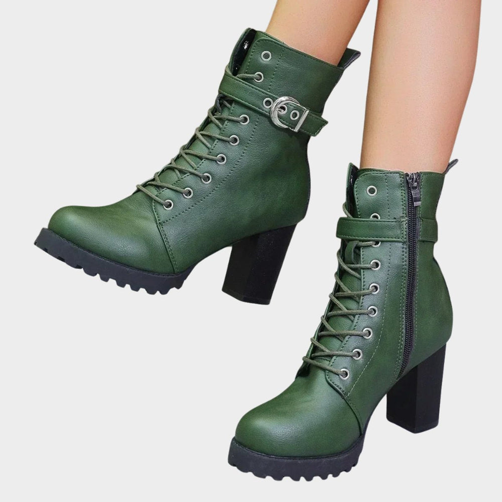 Damen Schnürer Ankle Boots mit Orthopädischer Arch Support und Blockabsatz 1