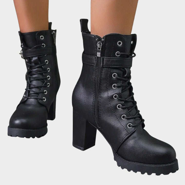 Damen Schnürer Ankle Boots mit Orthopädischer Arch Support und Blockabsatz 2