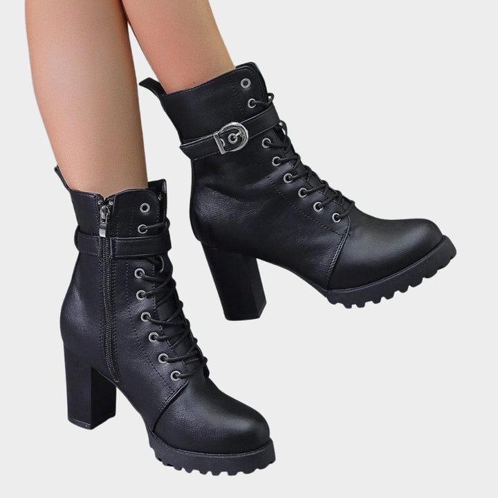 Damen Schnürer Ankle Boots mit Orthopädischer Arch Support und Blockabsatz 3