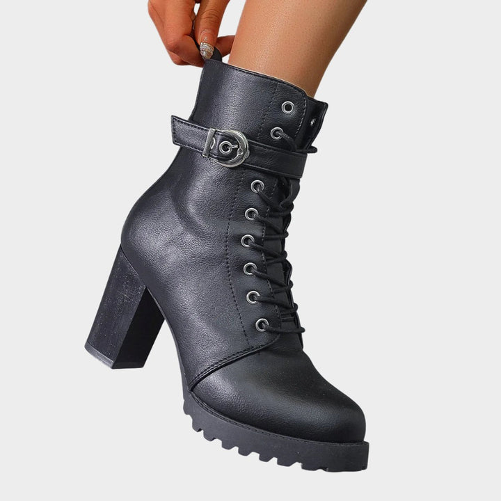 Damen Schnürer Ankle Boots mit Orthopädischer Arch Support und Blockabsatz 4