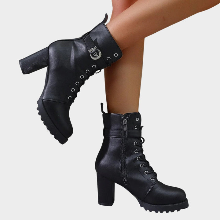 Damen Schnürer Ankle Boots mit Orthopädischer Arch Support und Blockabsatz 5