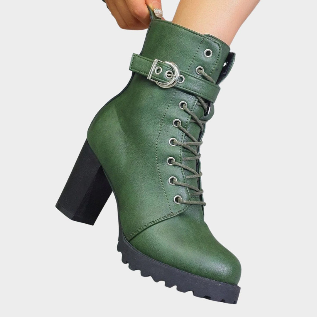 Damen Schnürer Ankle Boots mit Orthopädischer Arch Support und Blockabsatz 8