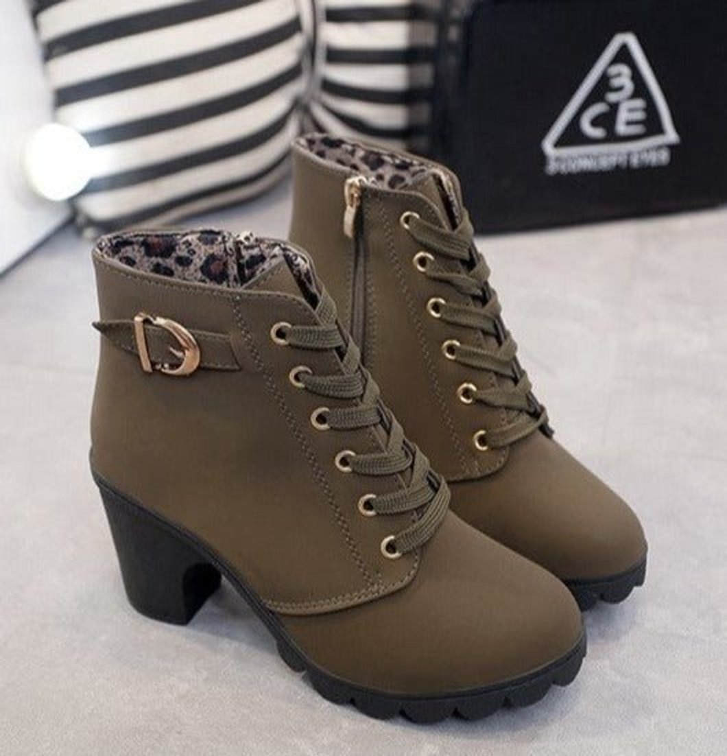 Damen Schnürstiefeletten mit Blockabsatz und Orthopädischer Fußgewölbeunterstützung 5