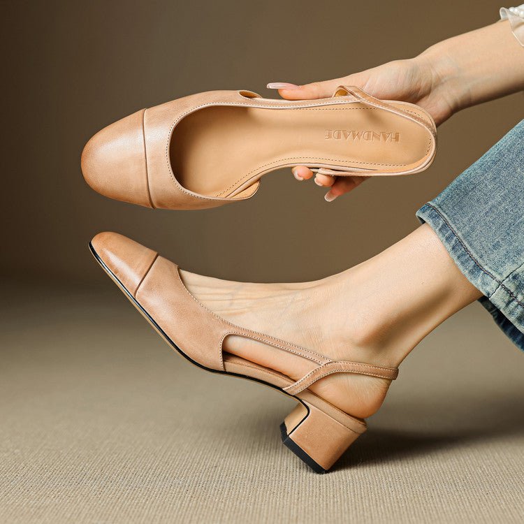 Damen Slingback-Pumps mit Mandelspitze und mittelhohem Blockabsatz elegant und bequem 0