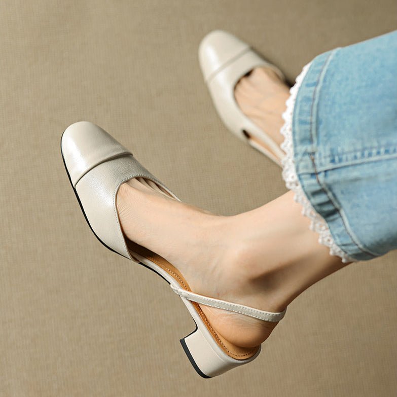 Damen Slingback-Pumps mit Mandelspitze und mittelhohem Blockabsatz elegant und bequem 6