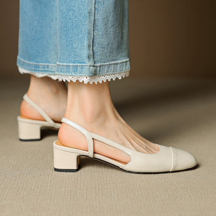 Damen Slingback-Pumps mit Mandelspitze und mittelhohem Blockabsatz elegant und bequem 8