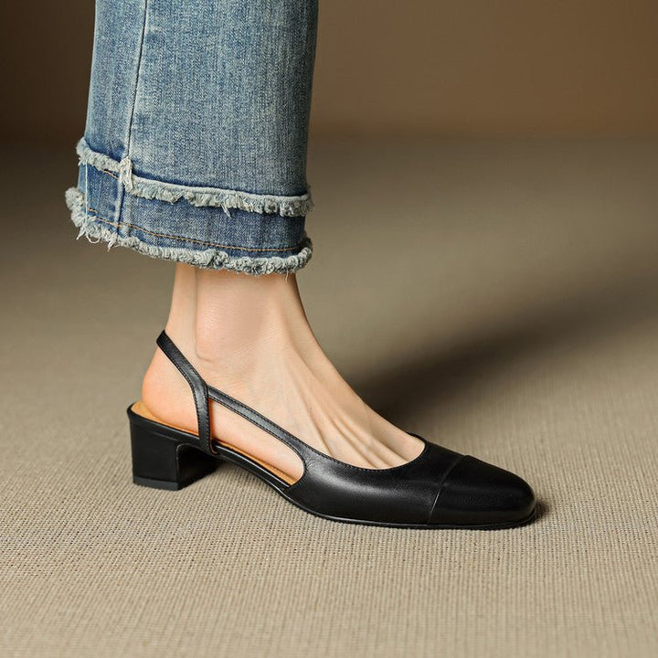 Damen Slingback-Pumps mit Mandelspitze und mittelhohem Blockabsatz elegant und bequem 9