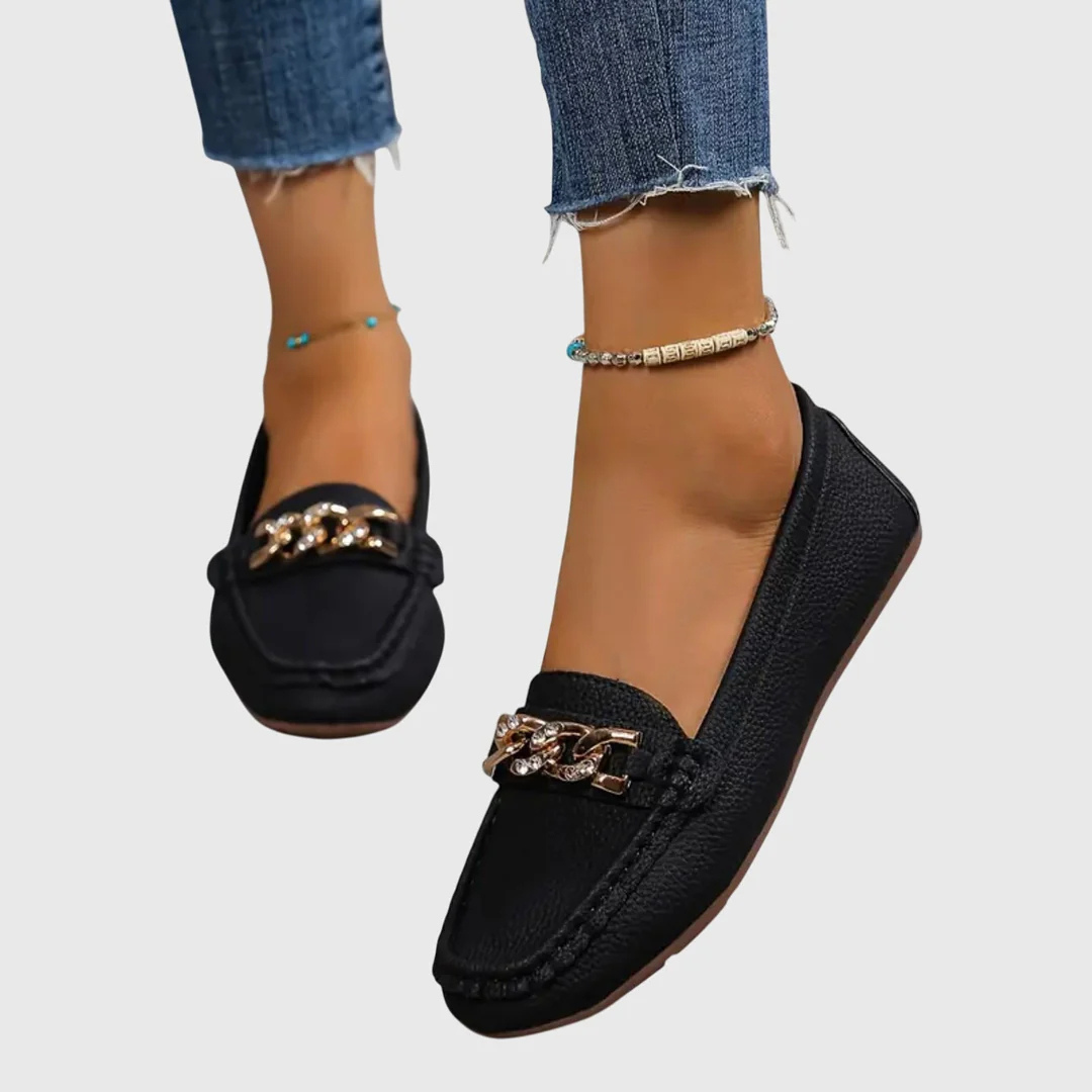 Damen Slip-On Loafer mit Kettendetail – Elegante und Bequeme Sommerschuhe 2