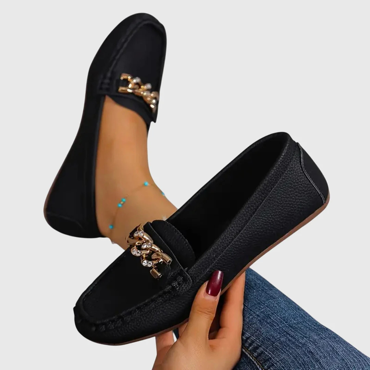 Damen Slip-On Loafer mit Kettendetail – Elegante und Bequeme Sommerschuhe 3